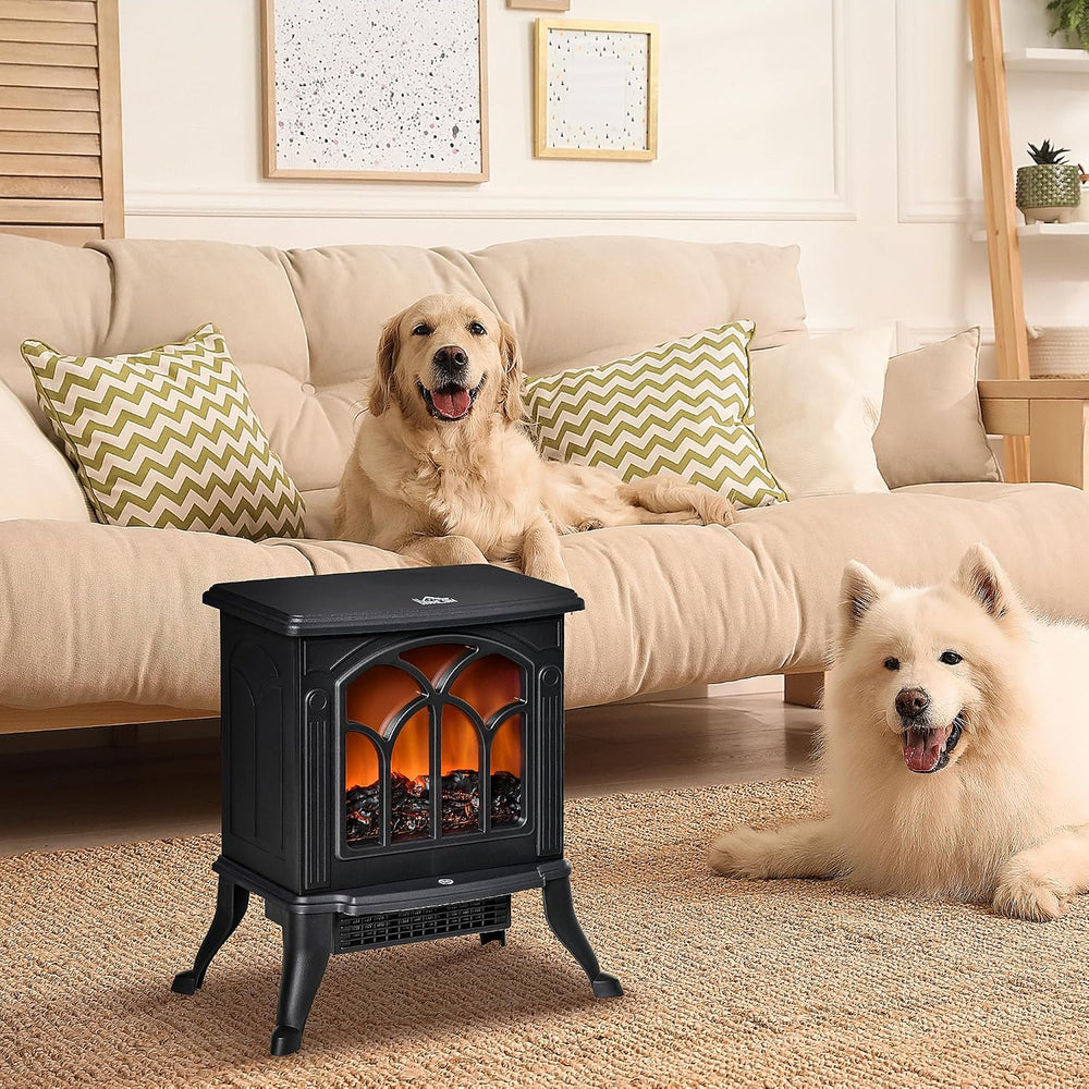 HOMCOM 17" Freestanding Electric Fireplace Stove Heater 750W/1500W Black
