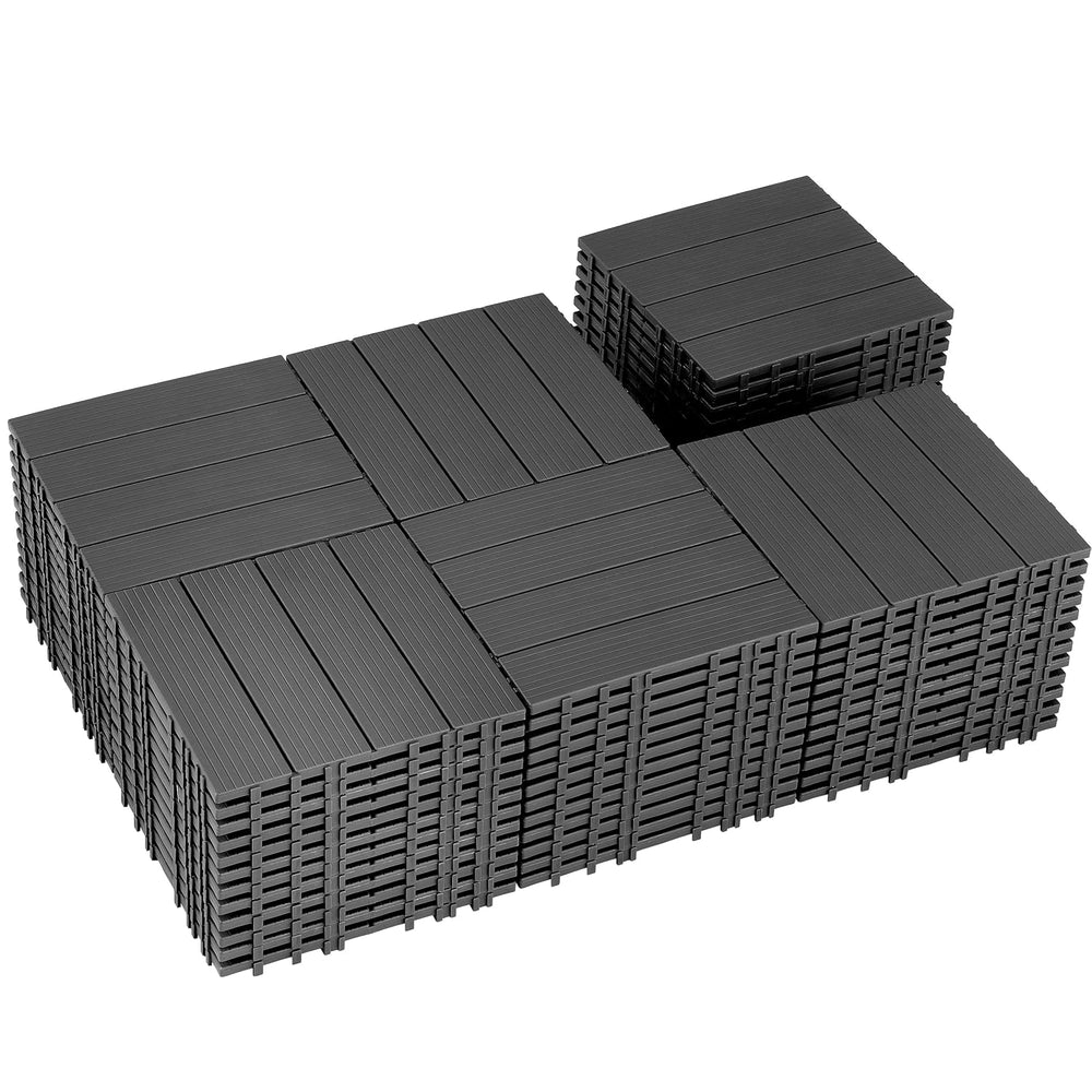 72 PCS Plastic Interlocking Deck Tiles - 12" x 12" Waterproof Indoo...