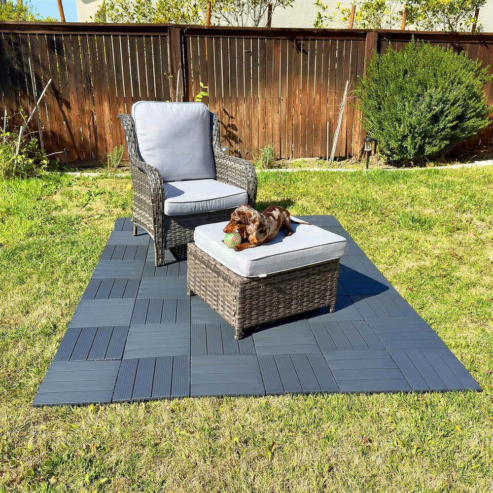 60 Pack Plastic Interlocking Deck Tiles, 60 sq. ft Patio Deck Tile, 12"x...