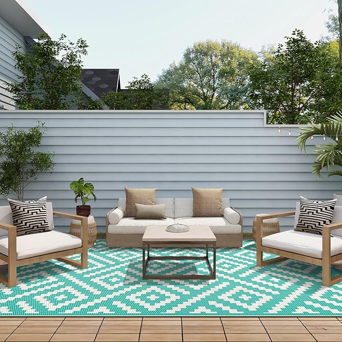 GENIMO Outdoor Rug for Patio Clearance, 6'x9' Waterproof Camping Mat,...
