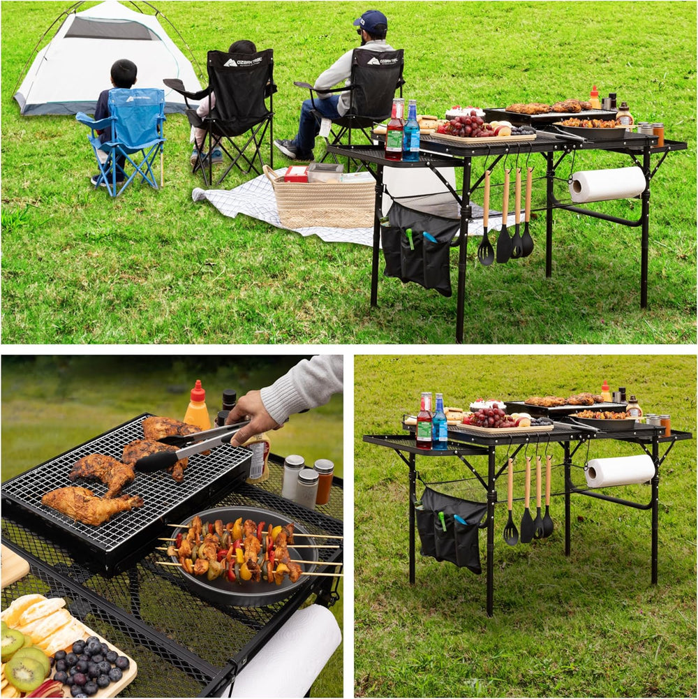 Folding Table w/ Carry Bag, Paper Towel Holder, Garbage Holder, Wing Panels, ...