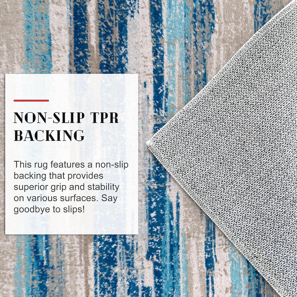 Lansny Washable Abstract 8x10 Area Rug for Living Room Non Slip Bedroom Rug
