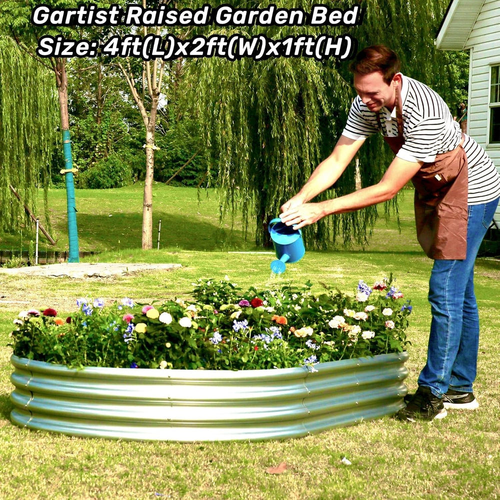 Gartist 2 pcs 4×2×1 ft Raised Garden Bed for Outdoor, Easy Assembly Galvanize...