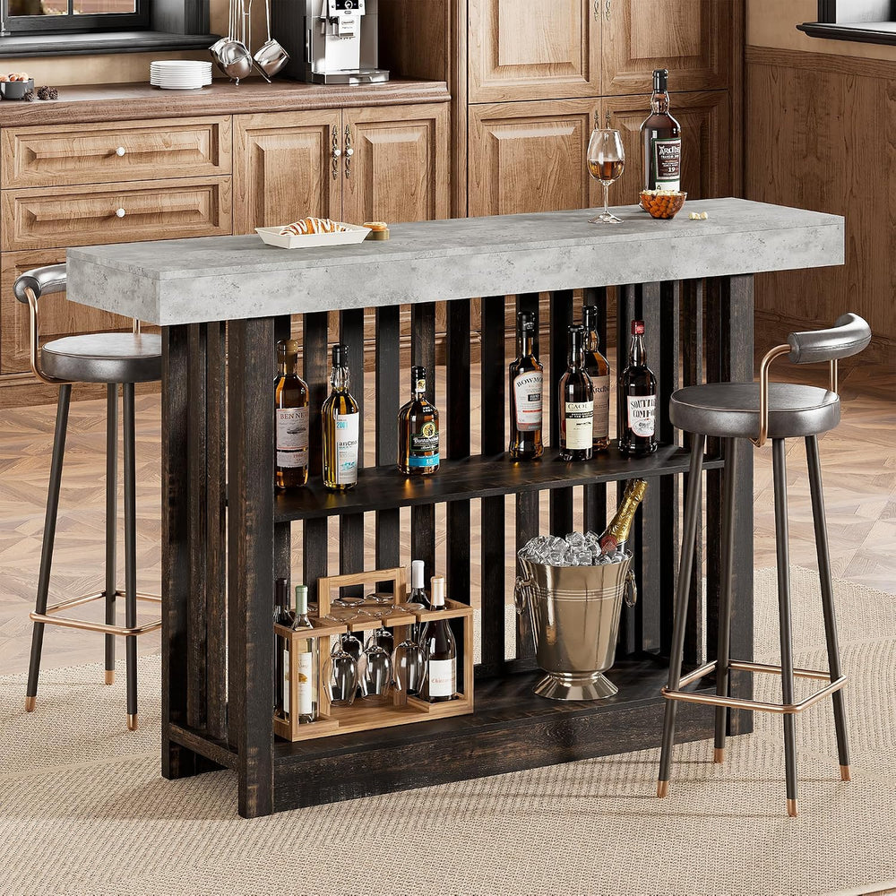 GarveeHome 63" Long Bar Table - Counter Bar Height Pub Table with 2 Tier...