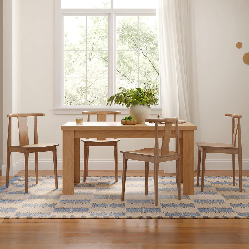 Wood Dining Room Chairs Set of 6, Mid Century Modern Kitchen Chairs Wishbone ...