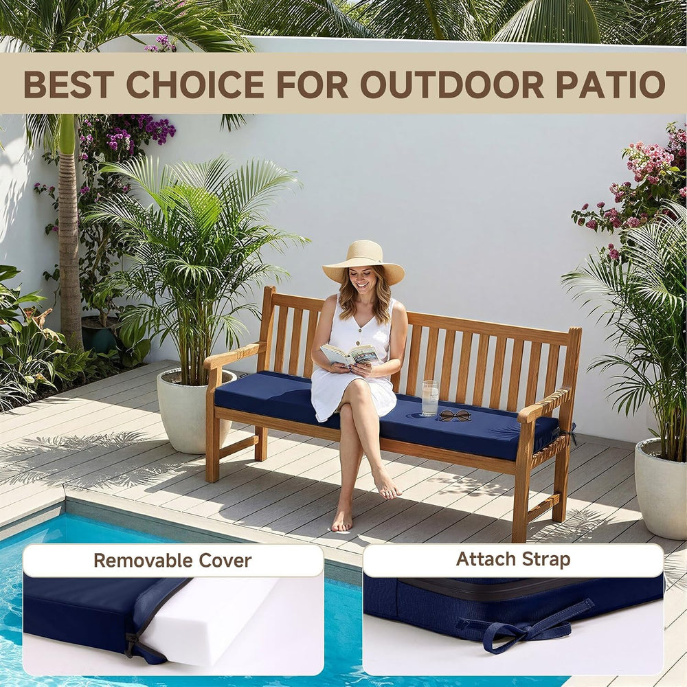 Favoyard Waterproof Outdoor Bench Cushion Navy 36 x 14 Inch