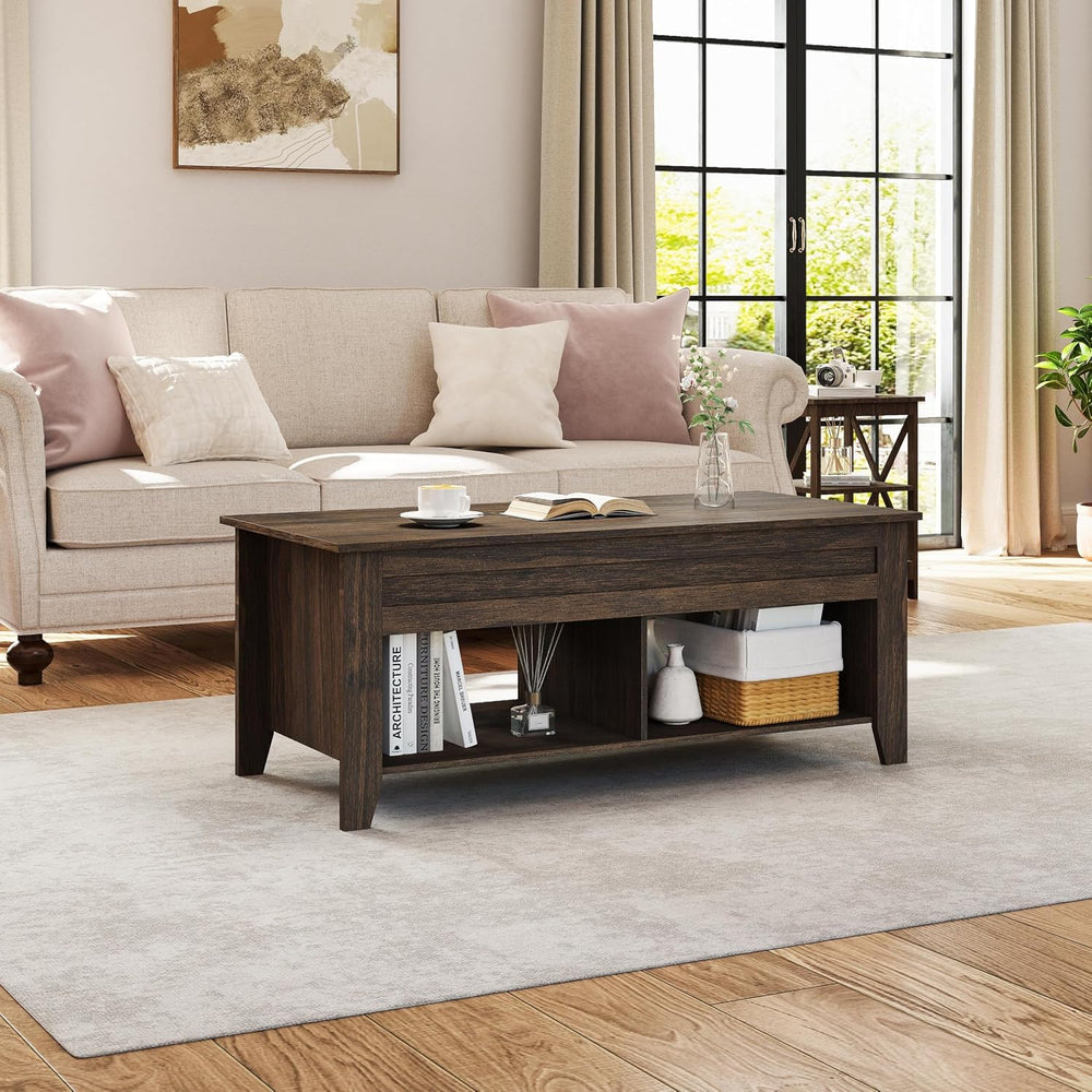 Yaheetech 39.5" Lift Top Coffee Table with Storage Shelf, Espresso
