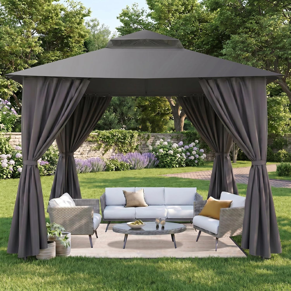 COBIZI 10x10 FT Outdoor Gazebo, Soft Top Patio Gazebo with Ventilated Double-...