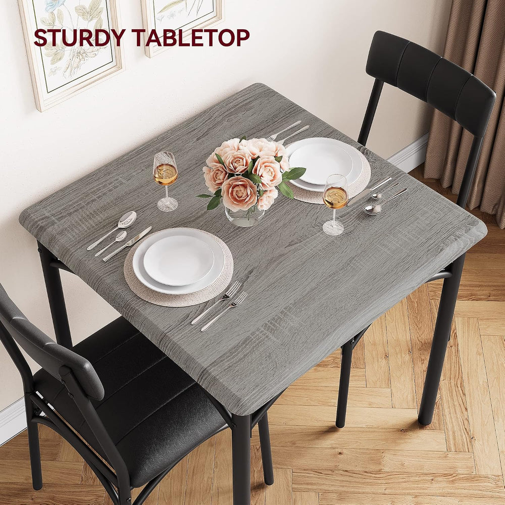 Amyove Modern Rustic Gray Square Dining Set, 29.2' L x W 30.1' H Tabl...