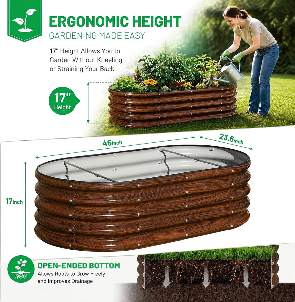 SnugNiture 3 Pcs 4x2x1.5ft Raised Garden Bed Outdoor, 17" Tall Galvanize...