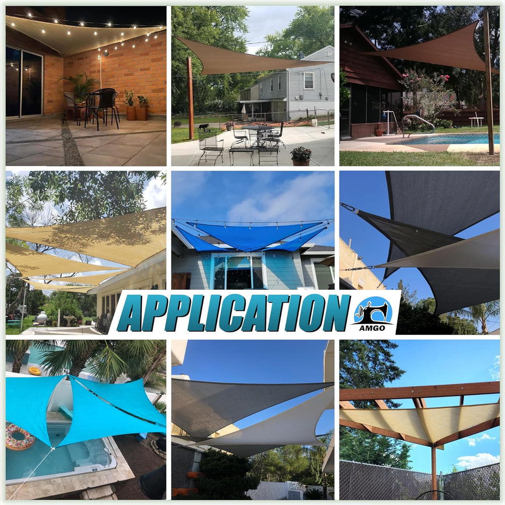 Amgo 20' x 20' x 28.3'Beige Right Triangle Sun Shade Sail Outdoor...