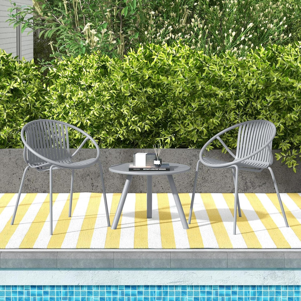 Tangkula 3-Piece Bistro Set - All-Weather PP Patio Conversation Set, Heavy-Du...