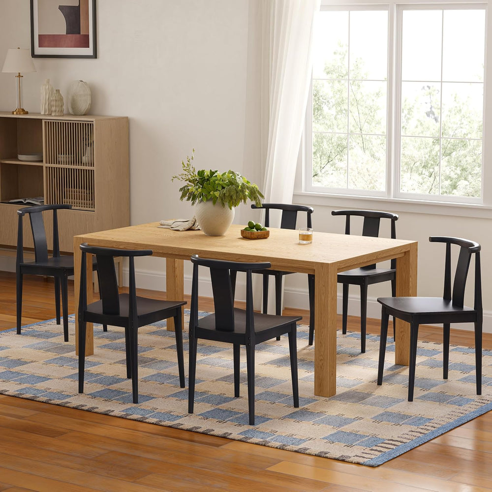 EYYTHUNG Wood Dining Chairs Set of 4, Farmhouse Kitchen Chairs with Curved Ba...