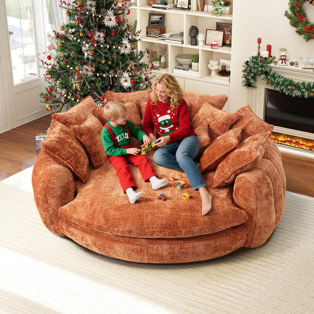 81.1" Cloud Couch Sleeper Sofa, Oversized Round Chaise Lounge Chair Indo...