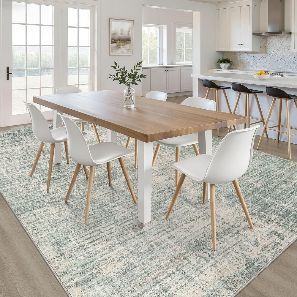 LOONGRUG 10x14 Area Rugs Washable Neutral Modern Living Room Rug Sage Green