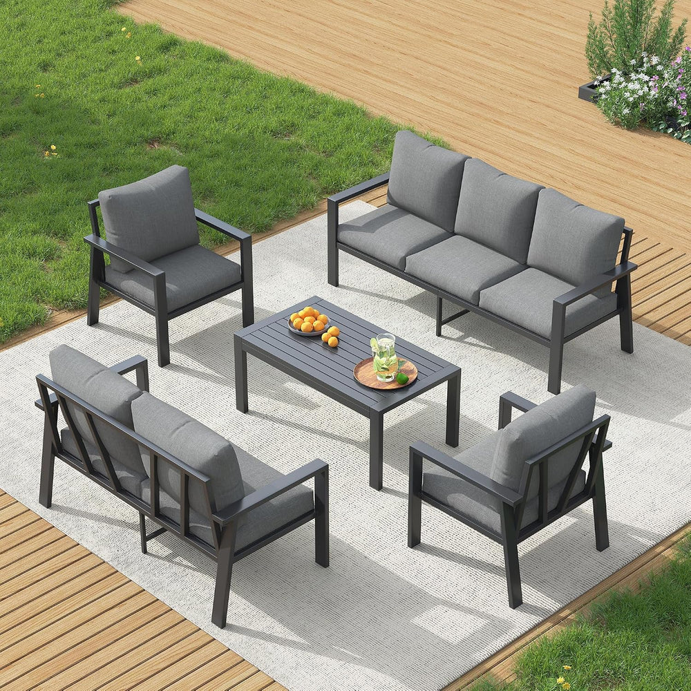 UDPATIO Aluminum Outdoor Patio Furniture Set 5 Pieces Metal Conversation Sets...