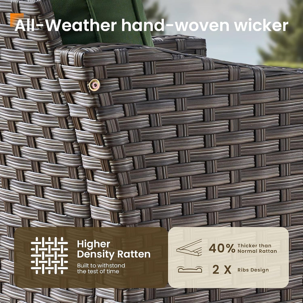 CAODOC 5 Pcs Patio Conversation Set for 7 Seats, Rattan Wicker Outdoor Patio ...