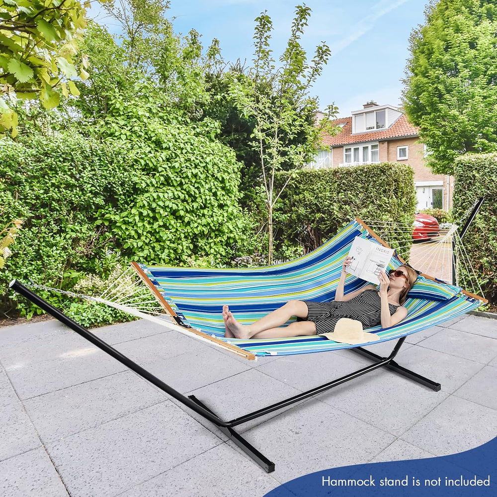 Goplus 10.5 FT Hammock, Quilted 2 Person Hammock w/Detachable Pillow, 330LBS ...