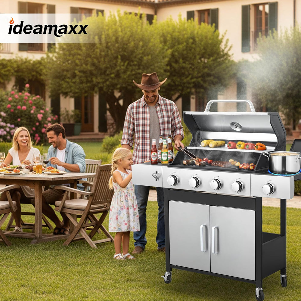 Propane Gas Grill 4 Burner Griddle & Grill Combo, 49,000 BTU Outdoor BBQ ...
