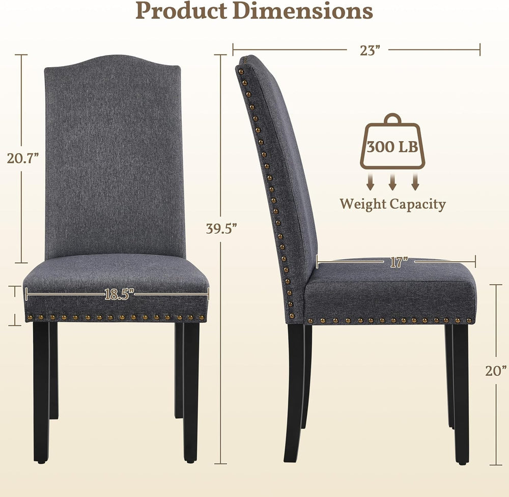 Yaheetech Dining Chairs Set of 2 High Back Parson Chairs Dark Gray