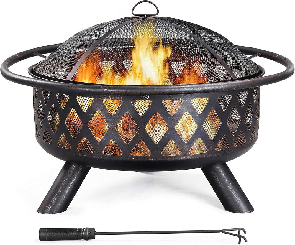 Yaheetech Fire Pit 36in Outdoor Wood Burning Fire Pits Wood Large Fire Bowl f...