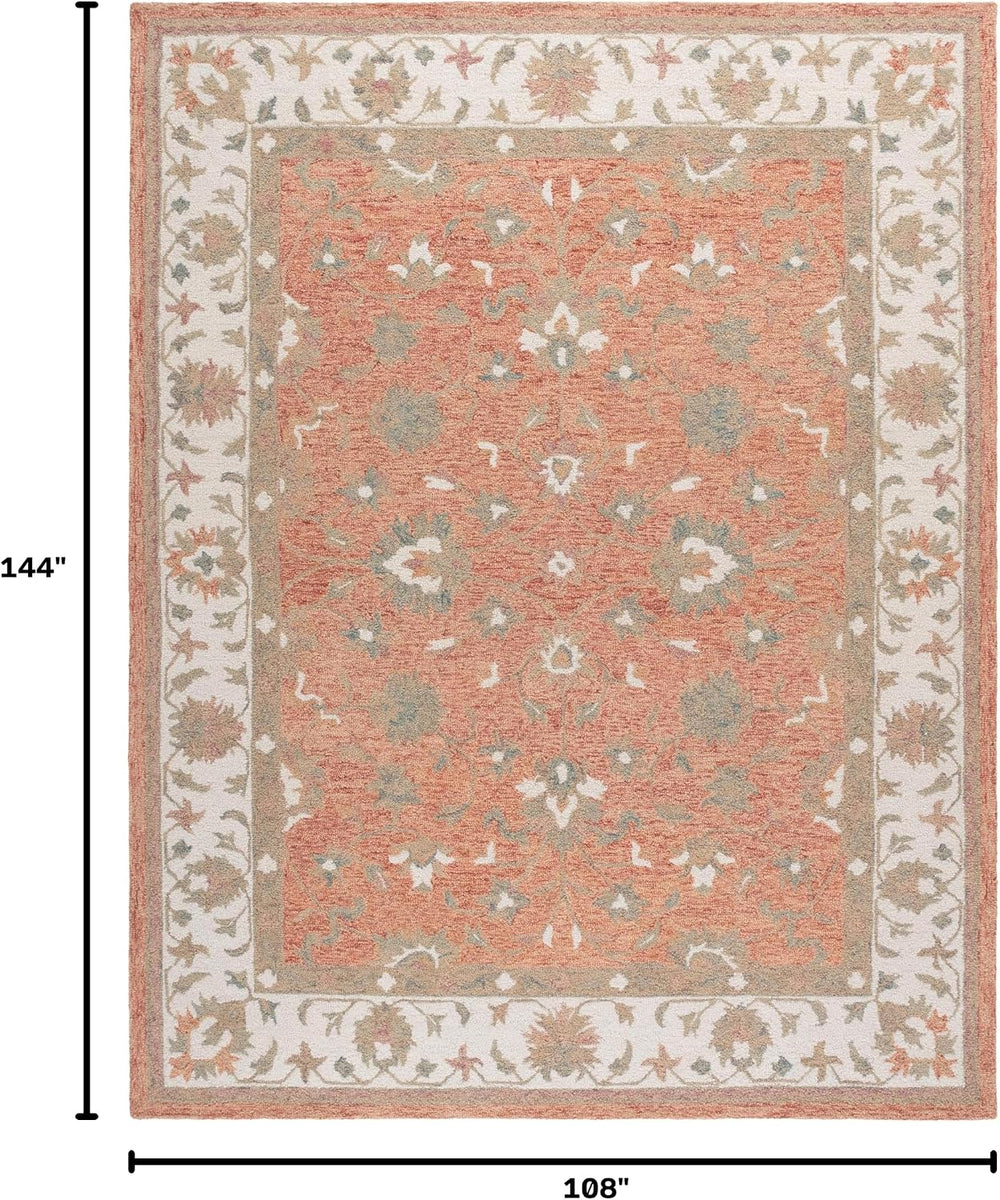 SAFAVIEH Area Rug 9x12 - Heritage Collection - Large - Rust & Ivory, Hand...