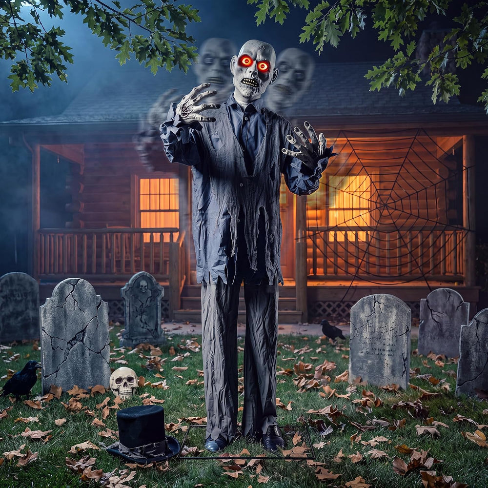 Halloween Animatronic 76" Zombie, Shaking Decorations with Creepy Sound