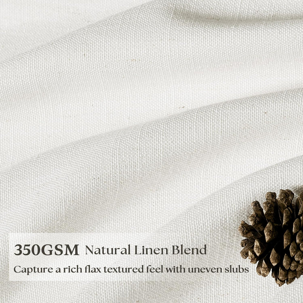 Natural Beige Semi Sheer Pinch Pleated Linen 70 Inch Extra Wide Curtains