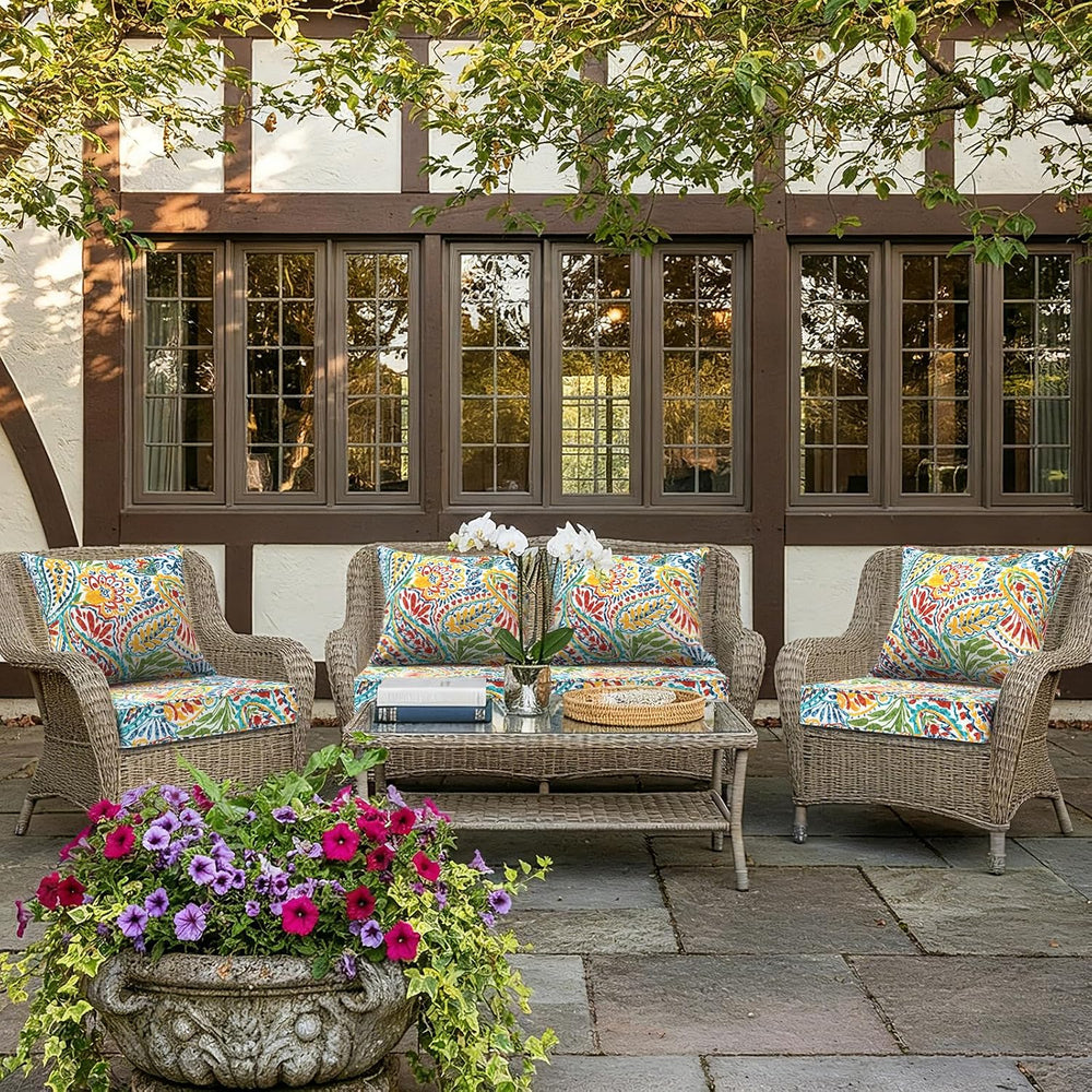 LVTXIII Outdoor Deep Seat Cushion 24"x24"x4" Patio Seat and Ba...