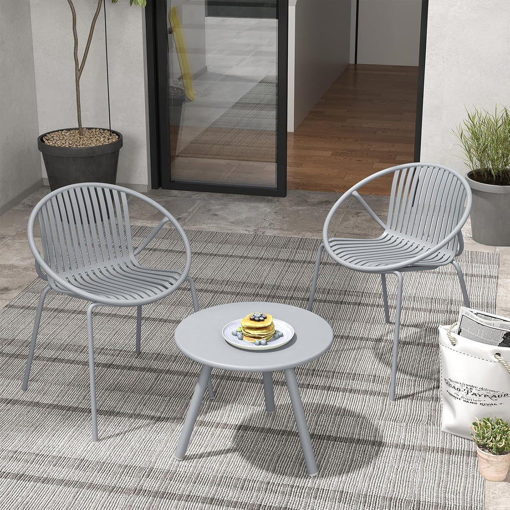 Tangkula 3-Piece Bistro Set - All-Weather PP Patio Conversation Set, Heavy-Du...