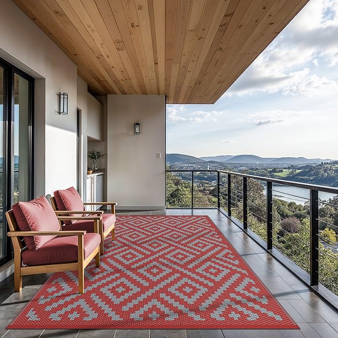 GENIMO Outdoor Rug for Patio Clearance, 8'x10' Reversible Plastic Str...