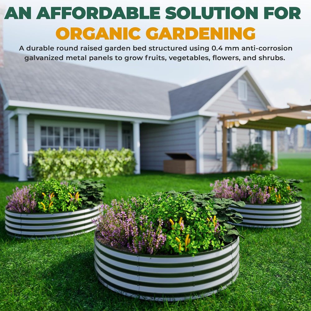 Utopia Home Galvanized Raised Garden Bed Kit 2x2x1 Ft Pack of 3, Planter Box ...