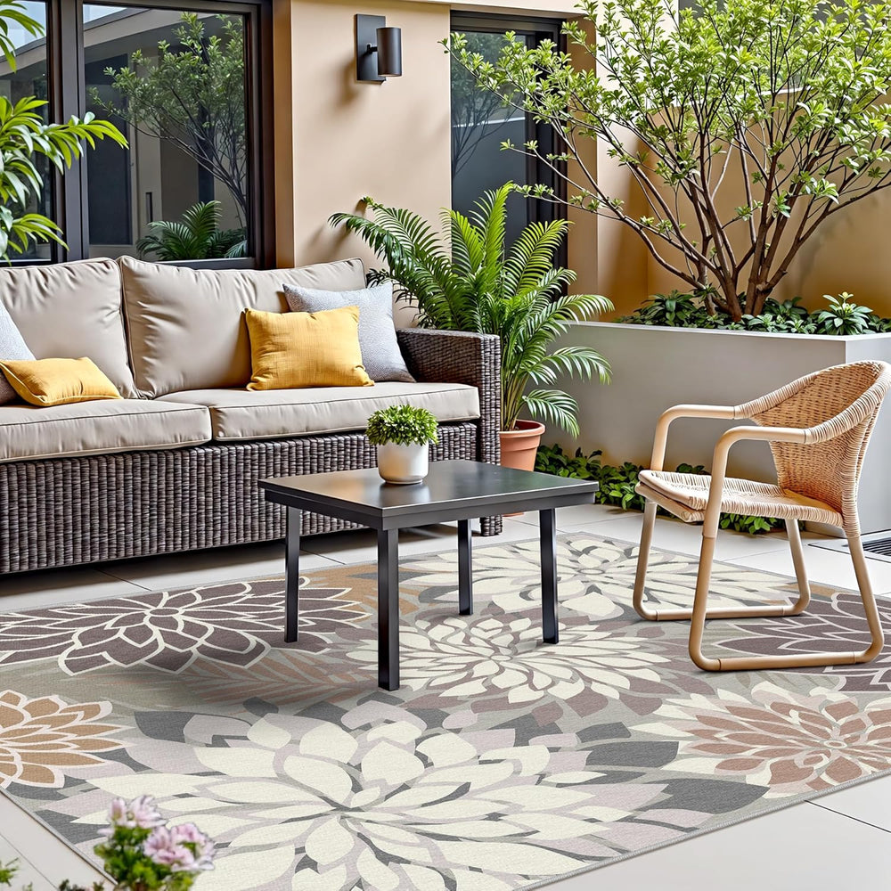 Arenarug Outdoor Rug Waterproof, Washable Patio Rug for Deck, 8x10, Taupe