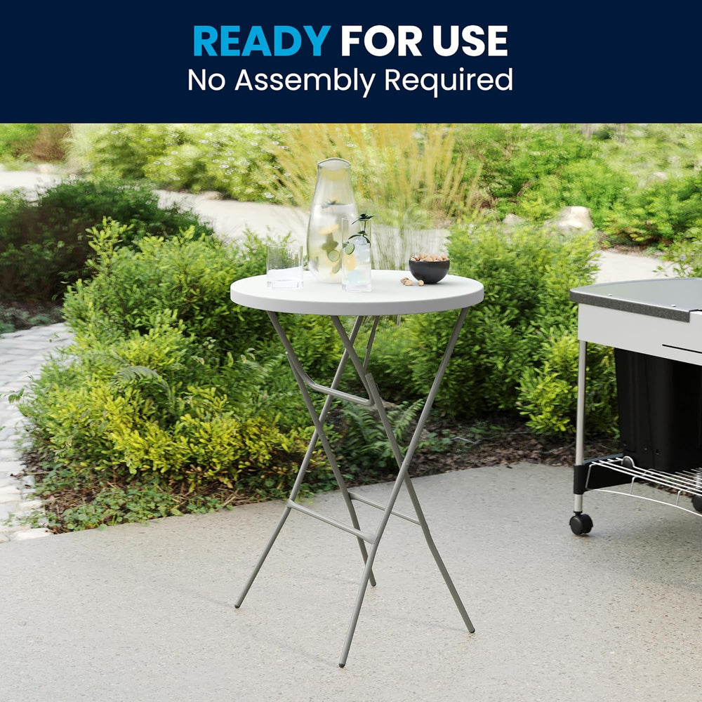 Flash Furniture 2.6-Foot Round Granite White Plastic Folding Table