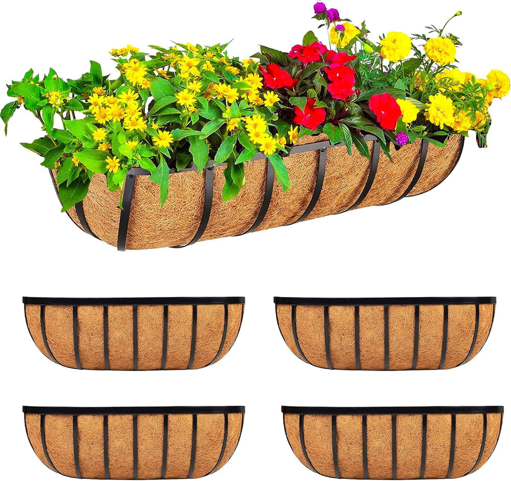 16 Inch Window Baskets with Coconut Liner Outdoor Wall Planter for Plants Lon...