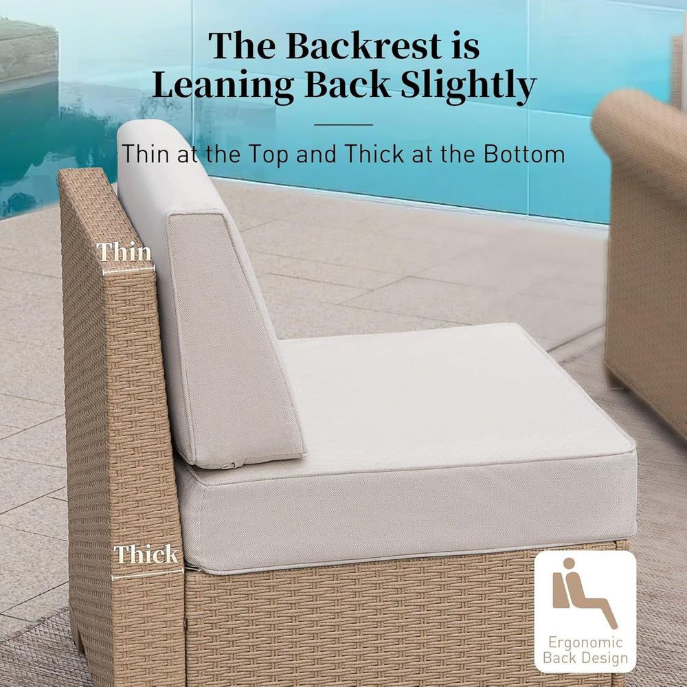 SUNSHINE VALLEY, 6 Piece, 5-Seats, Wicker, Patio Conversation Set, Beige