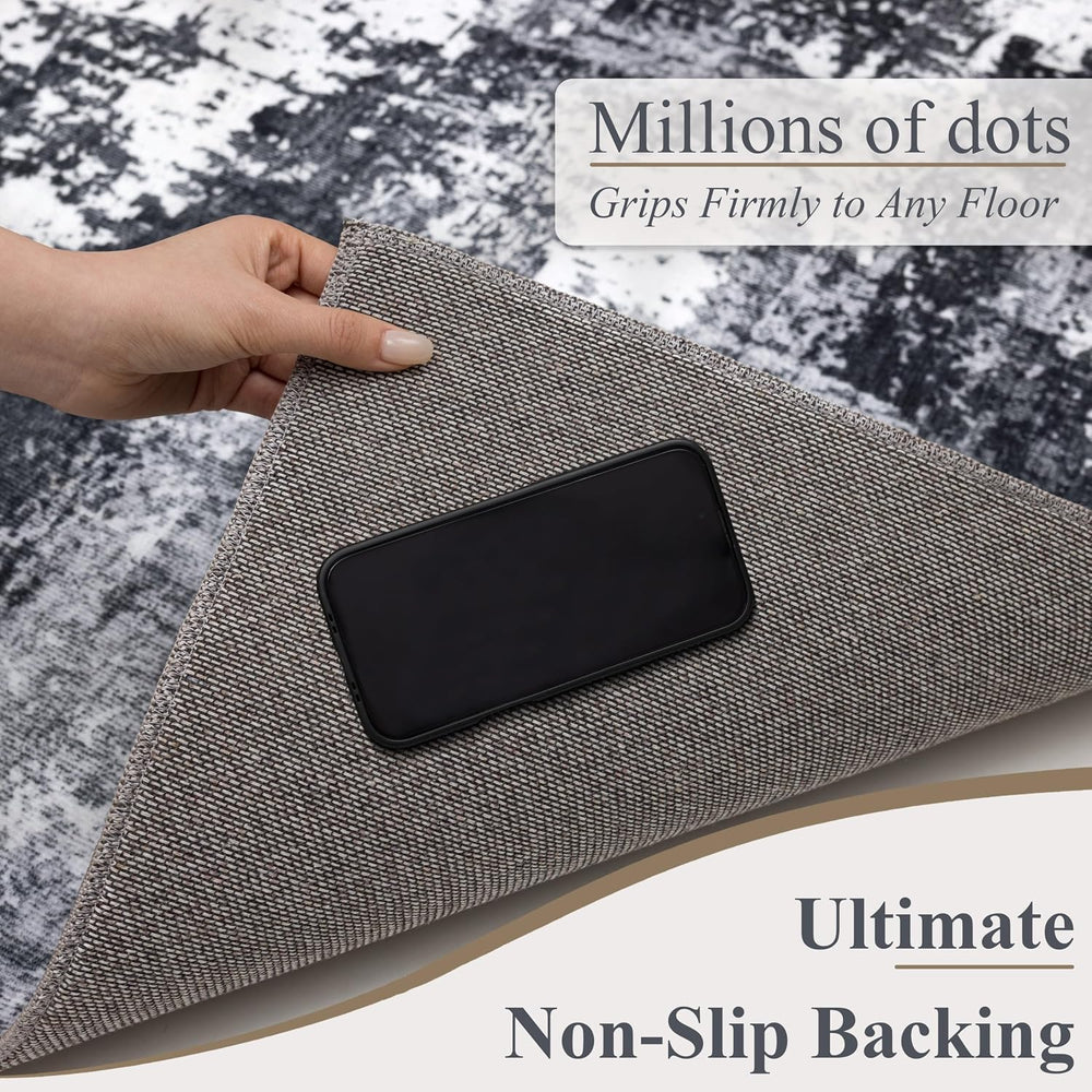 Sasttie 5x7 Washable Area Rug, Modern Abstract Carpet, Black & White