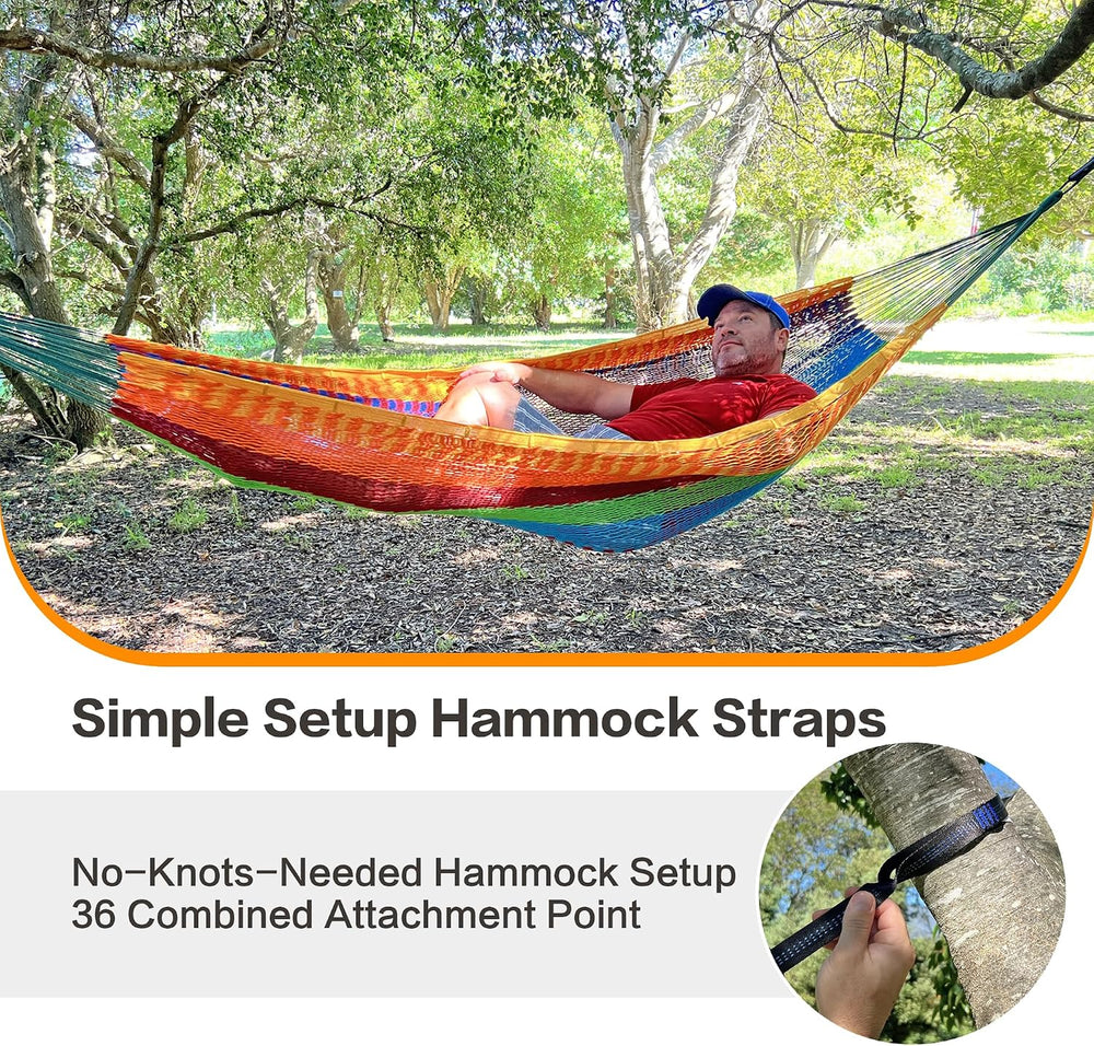 CHULIM Handwoven Mayan Hammock with 10ft Tree Straps, 550lbs Capacity Soft Ro...