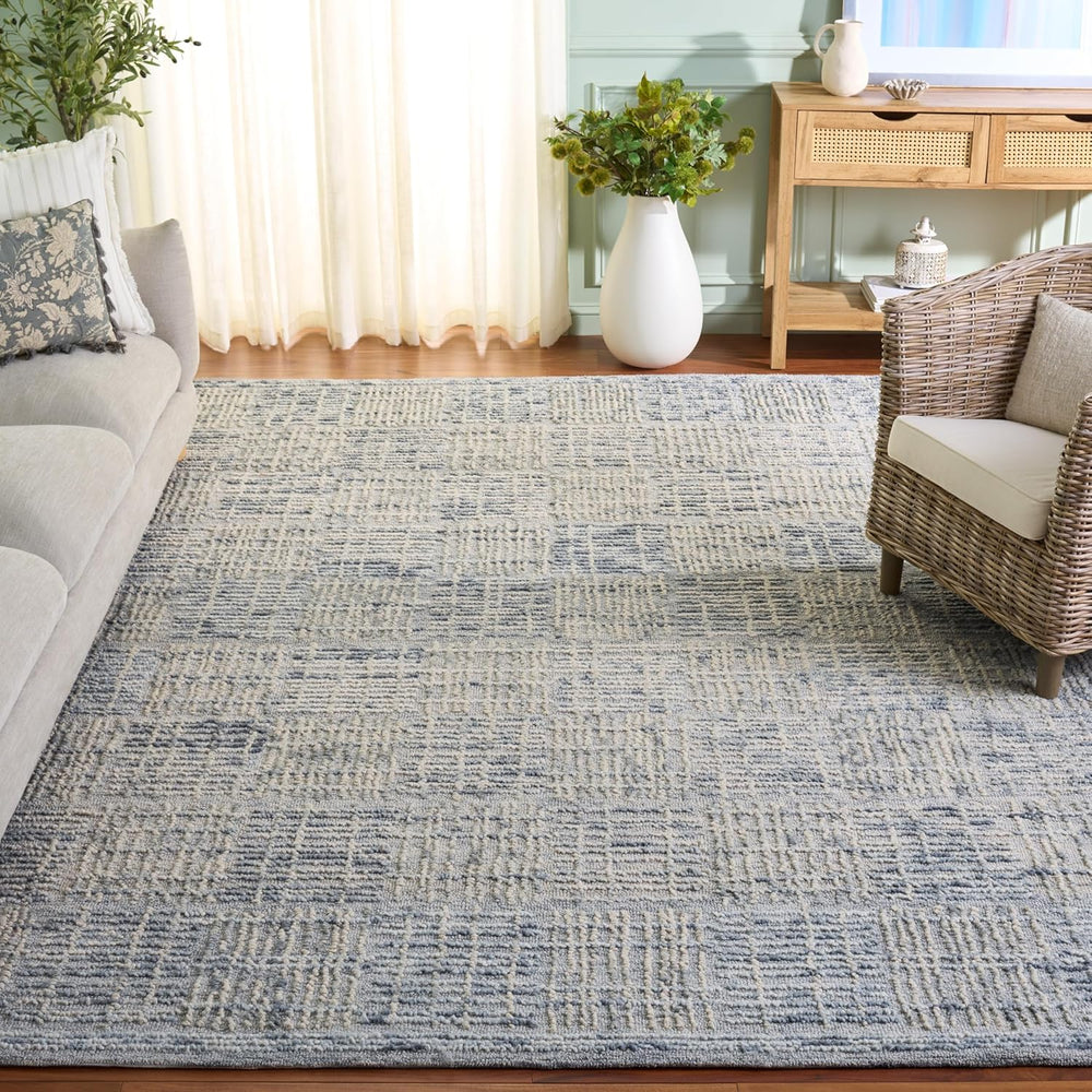 SAFAVIEH Area Rug 8x10 - Abstract Collection - Large - Light Blue & Ivory...