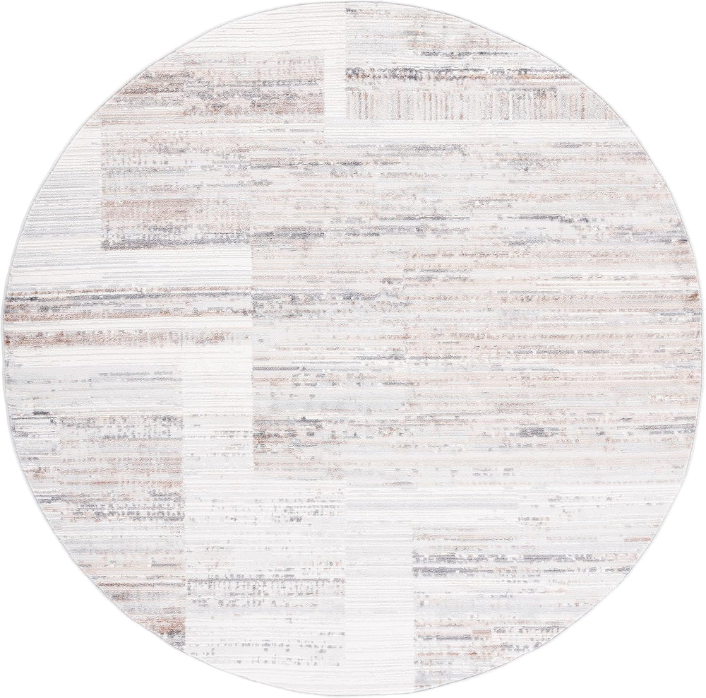 SAFAVIEH Shivan Collection Area Rug - 6'7" Round, Ivory & Grey, ...