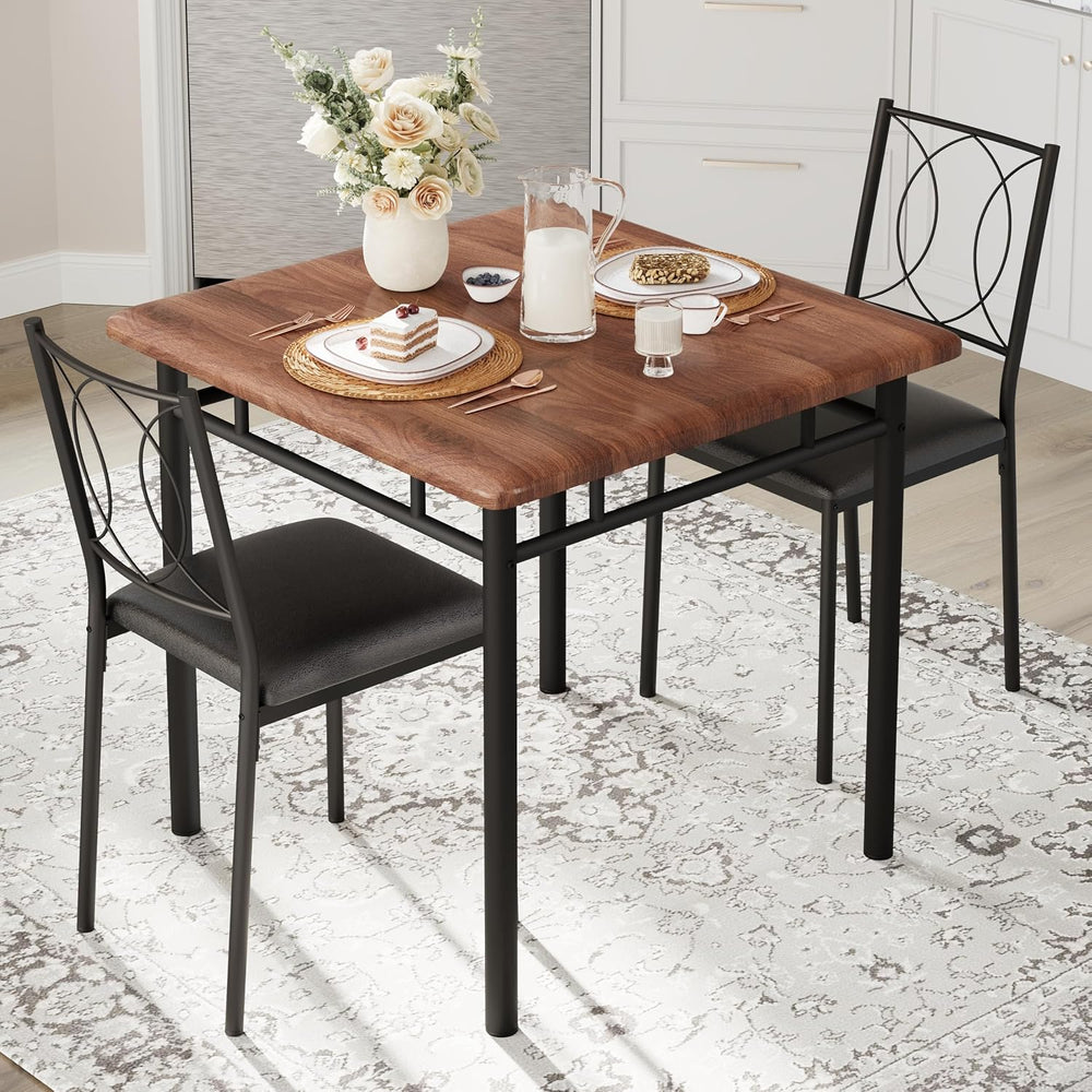 Garvee Dining Table Set for 2, Small Kitchen Table with Upholstered Chairs