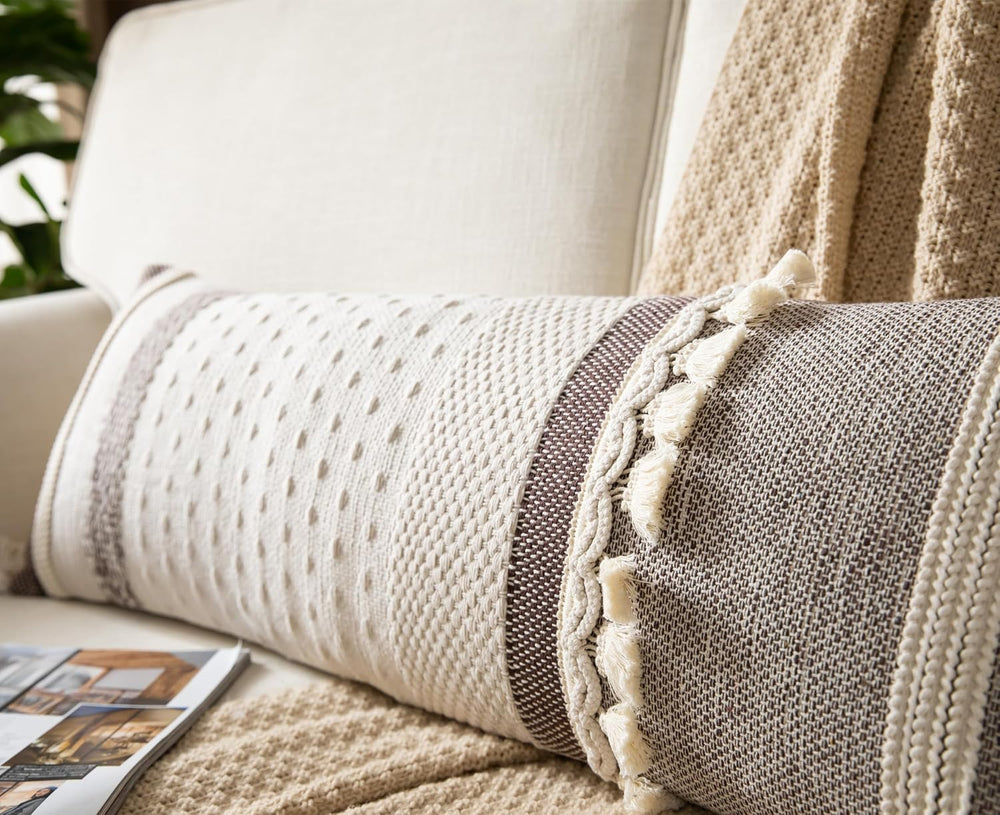 Caflife Boho Lumbar Throw Pillow Cover 14X36 Long Decorative Pillows for Bed,...