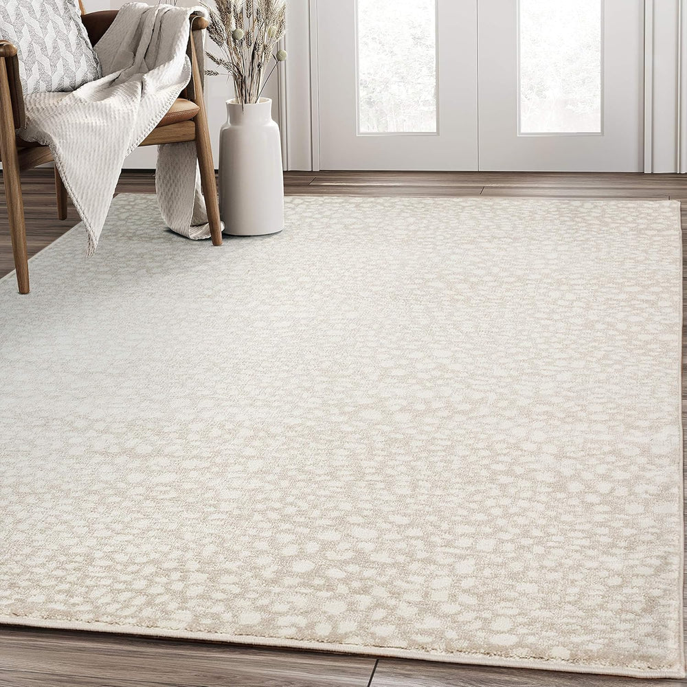 Abani White Cheetah Print Area Rug | 4' x 6' Beige Antelope/Leopard/D...