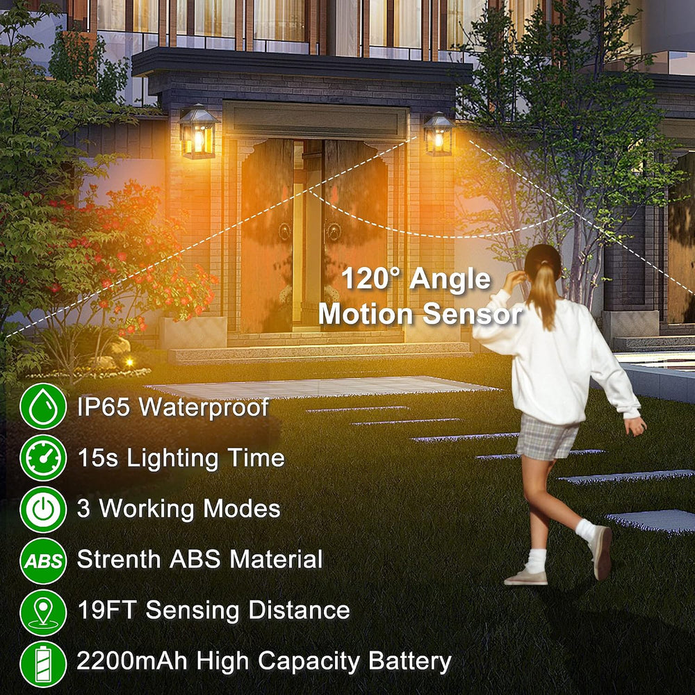 CYHKEE Solar Wall Lanterns Outdoor with 3 Modes, Dusk to Dawn Motion Sensor