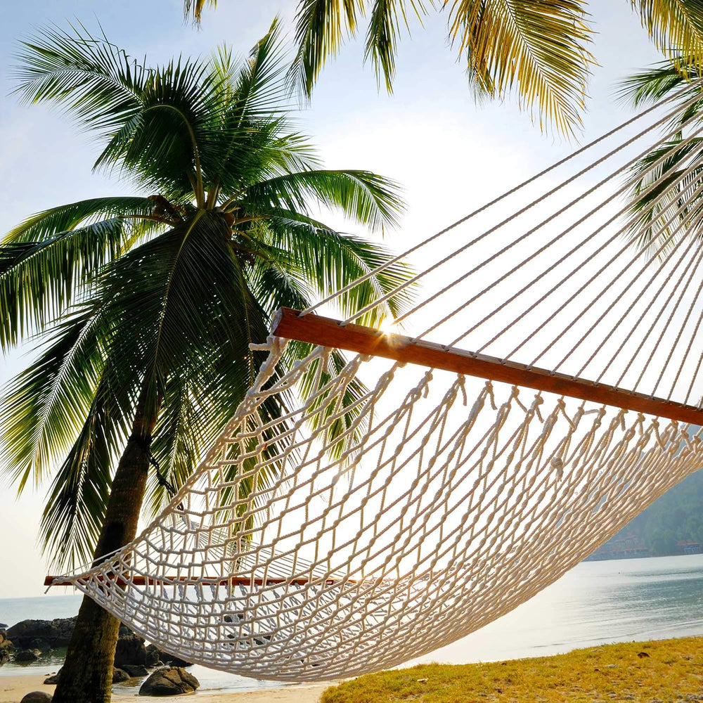 Castaway Living 13 ft. Double Traditional Hand Woven Cotton Rope Hammock – 2-...