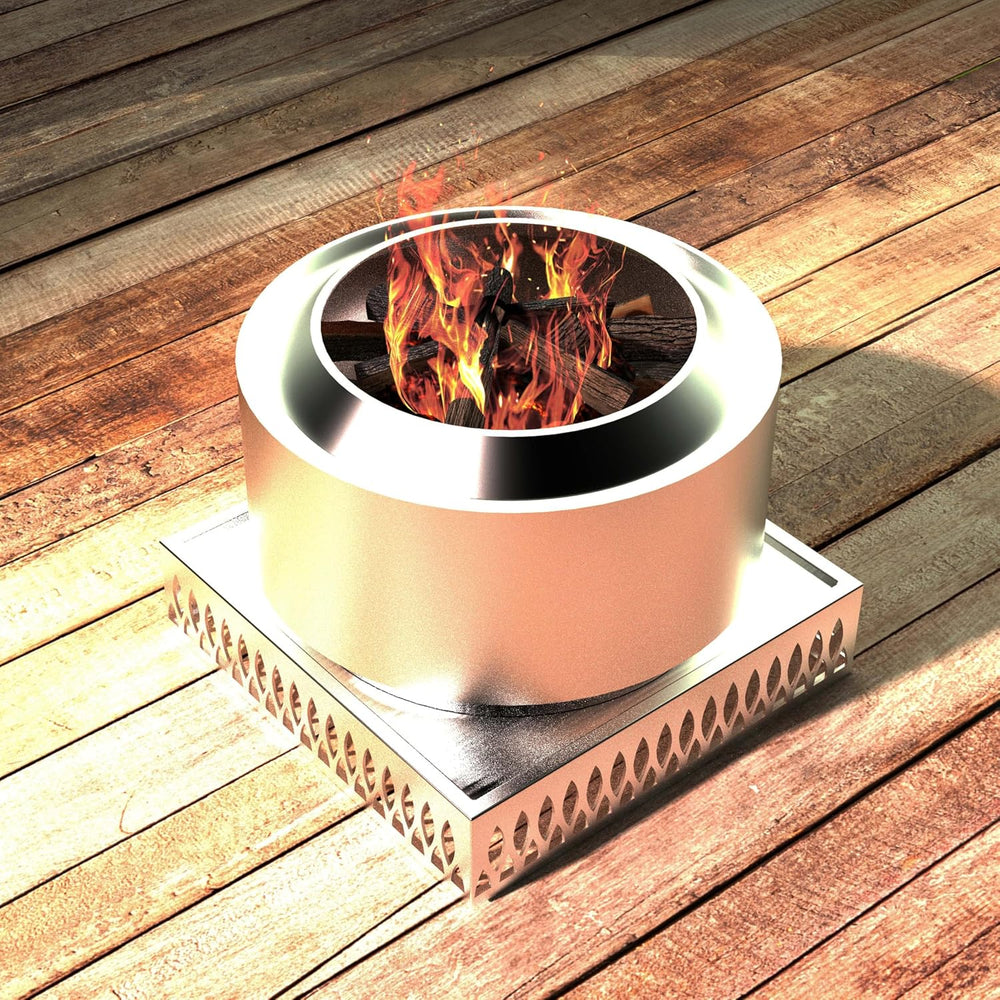 Stainless Steel Fire Pit Base for Surface Protection, X24 (25.6 Inch) Metal F...