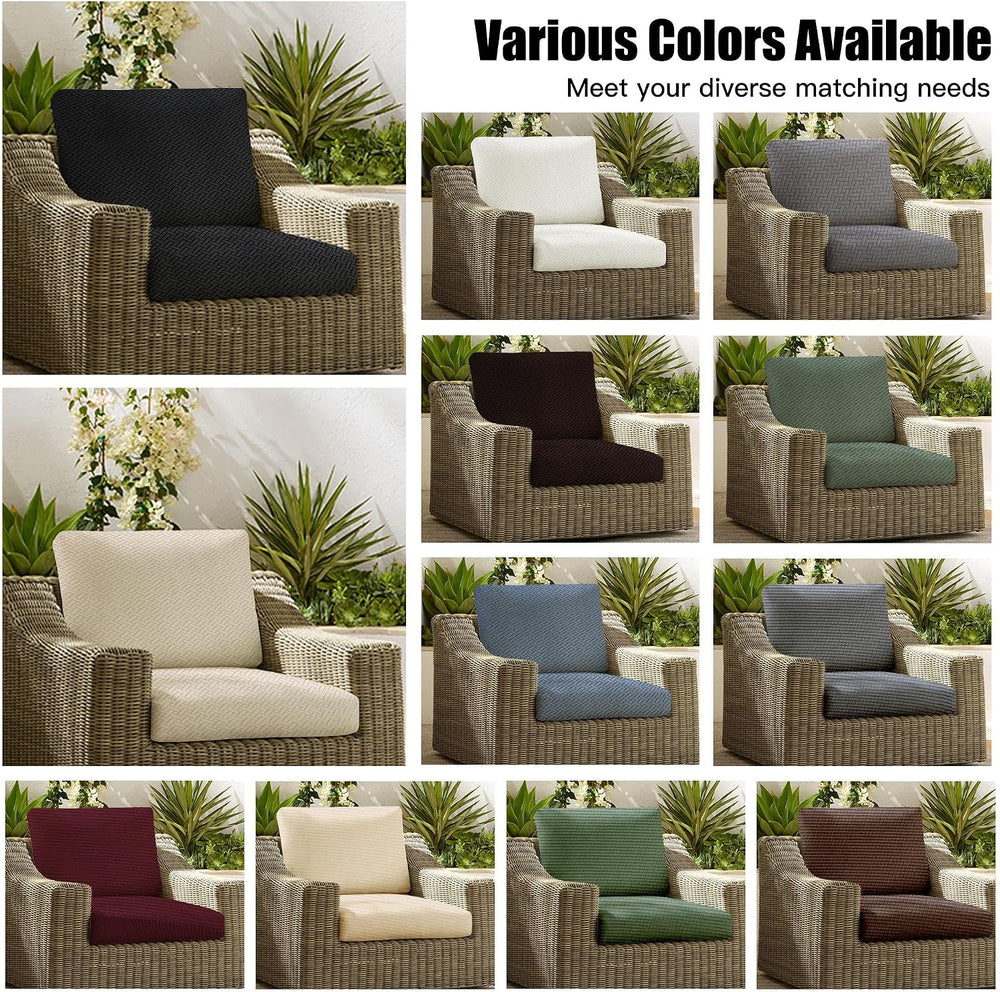 8Pcs Patio Cushion Covers, Outdoor Stretch Cushion Covers, Washable