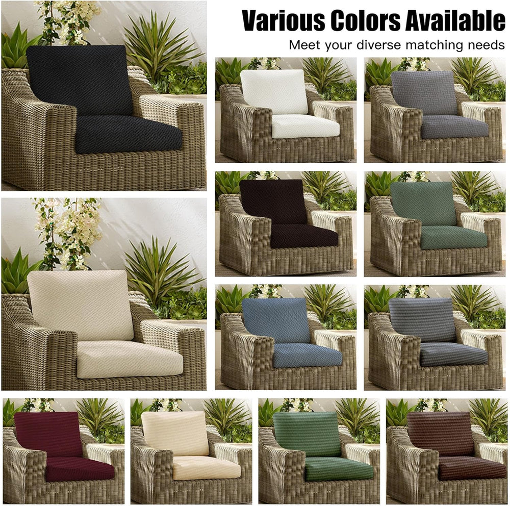 8Pcs Patio Cushion Covers, Outdoor Stretch Cushion Covers, Washable