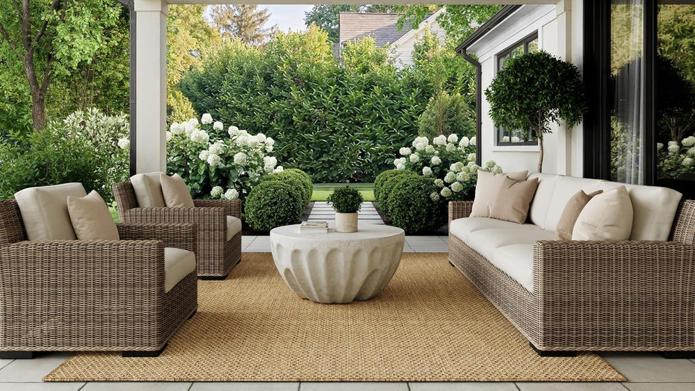 Nourison Home Courtyard Indoor Outdoor Area Rug, Jute, 8' x 10', Geom...