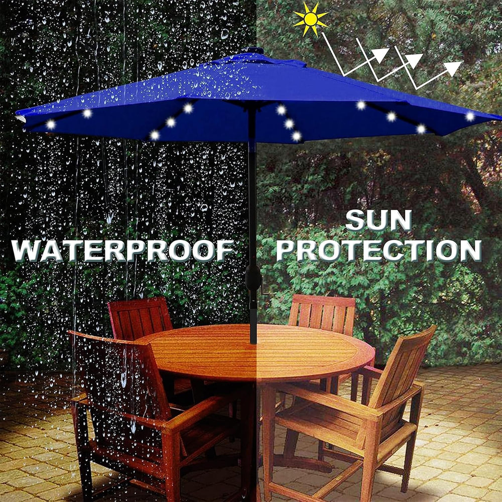 Blissun 9 ft Solar Umbrella 32 LED Lighted Patio Umbrella Table Market Umbrel...